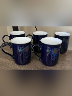 FIVE Denby Barouque Beaker Mugs